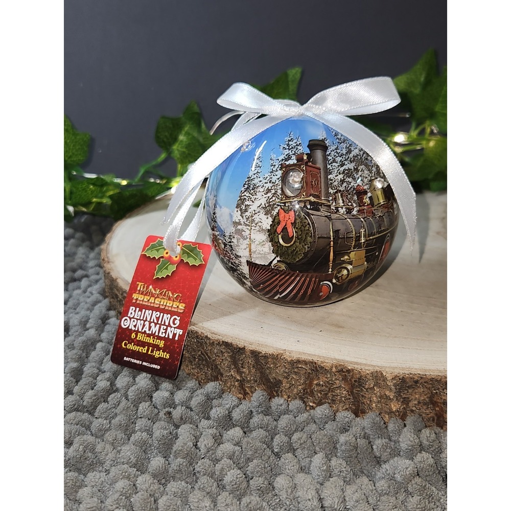 STEAM TRAIN Twinkling Treasures 3D Blinking Christmas Ornament Shatterproof Gift